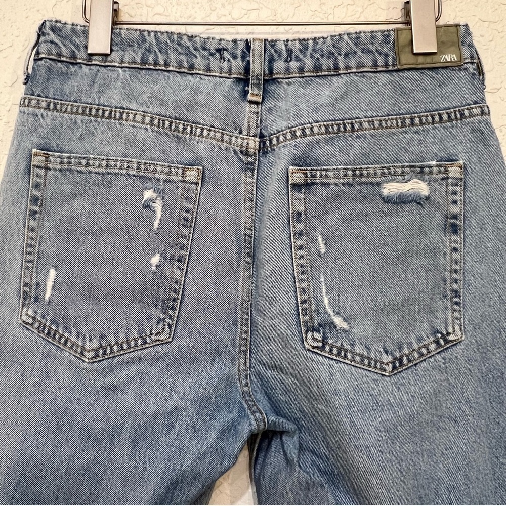 Zara Light Blue Distressed Denim Jeans Size 6 - Picture 5 of 11